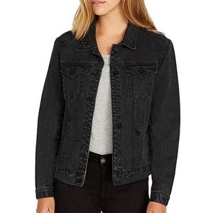 New Buffalo David Bitton Women's Rigid Denim Jacket, Grey Moon Wash